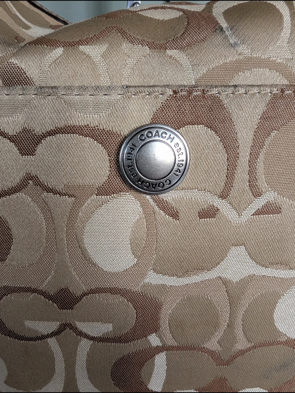 Coach Signature Jacquard Hobo Bag in Khaki/Tan